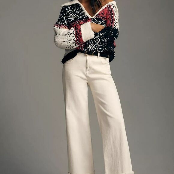 Anthropologie Pilcro V-Neck Fuzzy Printed Popover Sweater Size 1X - Picture 7 of 16